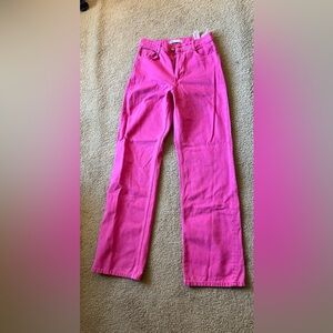 Pink 100% cotton straight leg jeans